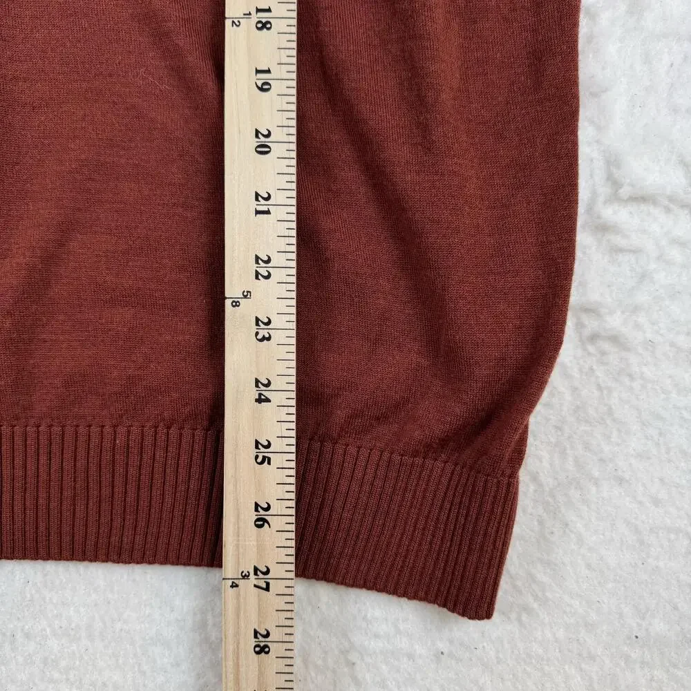 Garnet Sweater Mens Size 2XL Red Mock Neck Henley Merino Wool Knit Pullover